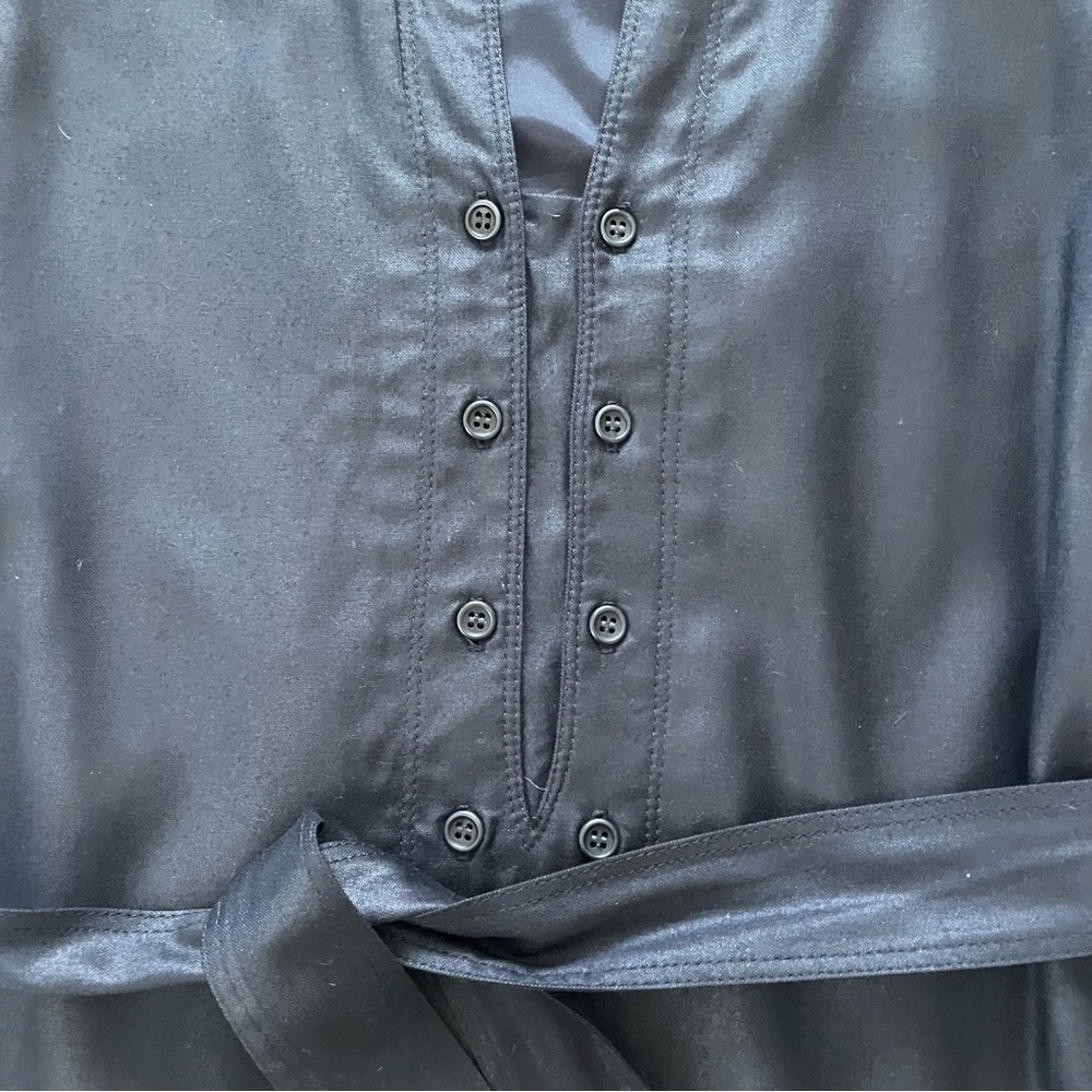 Theory Belted Button Detail Black Shimmer Dress Size 8 - Picture 4 of 10